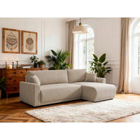 ECKSOFA KIMMY Beige Flachgewebe Zierkissen, Rückenkissen, Bettkasten  - Beige/Schwarz, Design, Kunststoff/Textil (233/146cm) - P & B