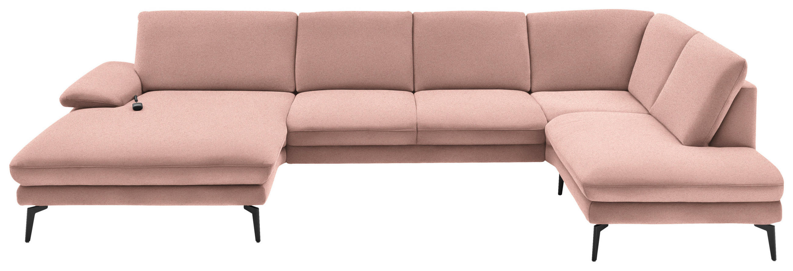 WOHNLANDSCHAFT Altrosa Webstoff  - Schwarz/Altrosa, Design, Textil/Metall (180/344/208cm) - Dieter Knoll