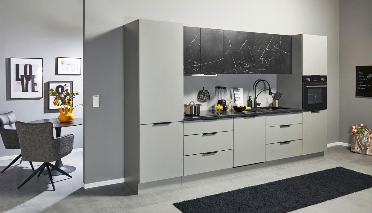 KÜCHENLEERBLOCK 340 cm   in Grau  - Schwarz/Grau, Design, Holzwerkstoff/Metall (340cm) - MID.YOU