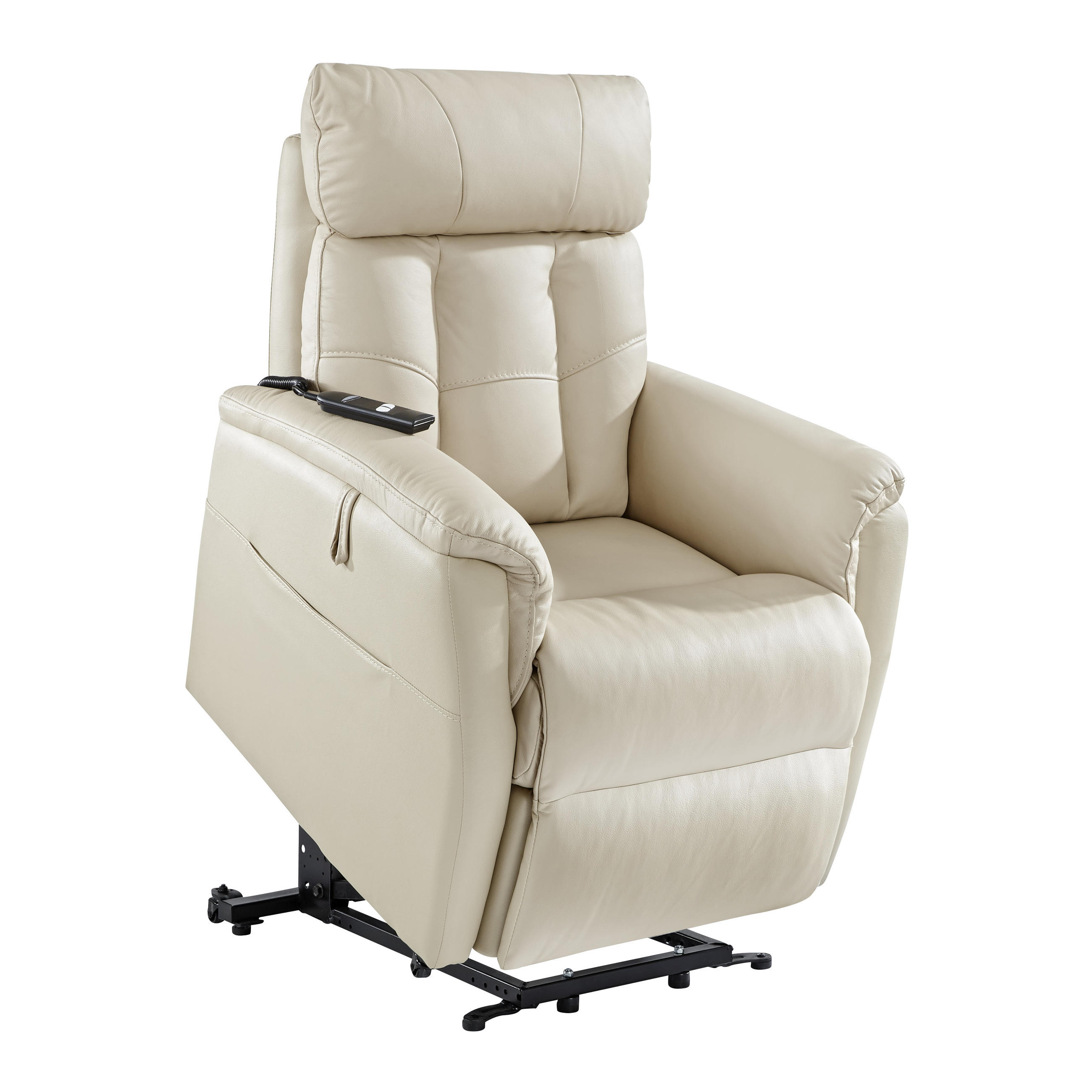 Thumbnail - Cantus Fernsehsessel, Beige, Metall, Kunststoff, Textil, Leder, Kombination Echtleder/Lederlook, Büffelleder, 82x107x94 ...