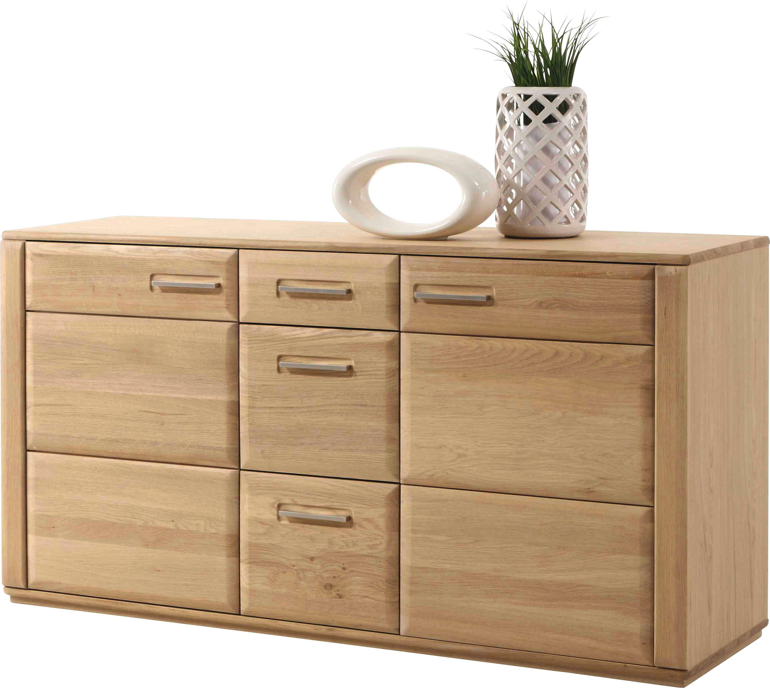 SIDEBOARD  in 161/85/47 cm  - Eichefarben/Nickelfarben, KONVENTIONELL, Holz/Holzwerkstoff (161/85/47cm) - Novel