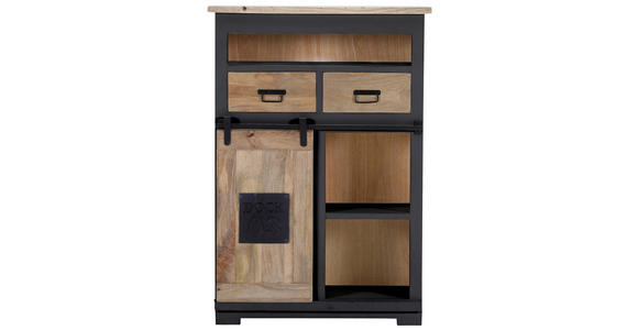 HIGHBOARD Mangoholz massiv Anthrazit, Braun, Naturfarben Einlegeböden  - Anthrazit/Schwarz, LIFESTYLE, Holz/Holzwerkstoff (90/130/45cm) - Landscape