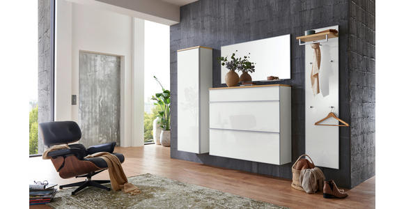 GARDEROBENSCHRANK 54/170/31 cm - Eichefarben/Silberfarben, Design, Glas/Holz (54/170/31cm) - Novel