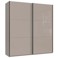 SCHWEBETÜRENSCHRANK 200/216/65 cm 2-türig Grau, Sahara  - Schwarz/Grau, KONVENTIONELL, Glas/Holzwerkstoff (200/216/65cm) - Stylife