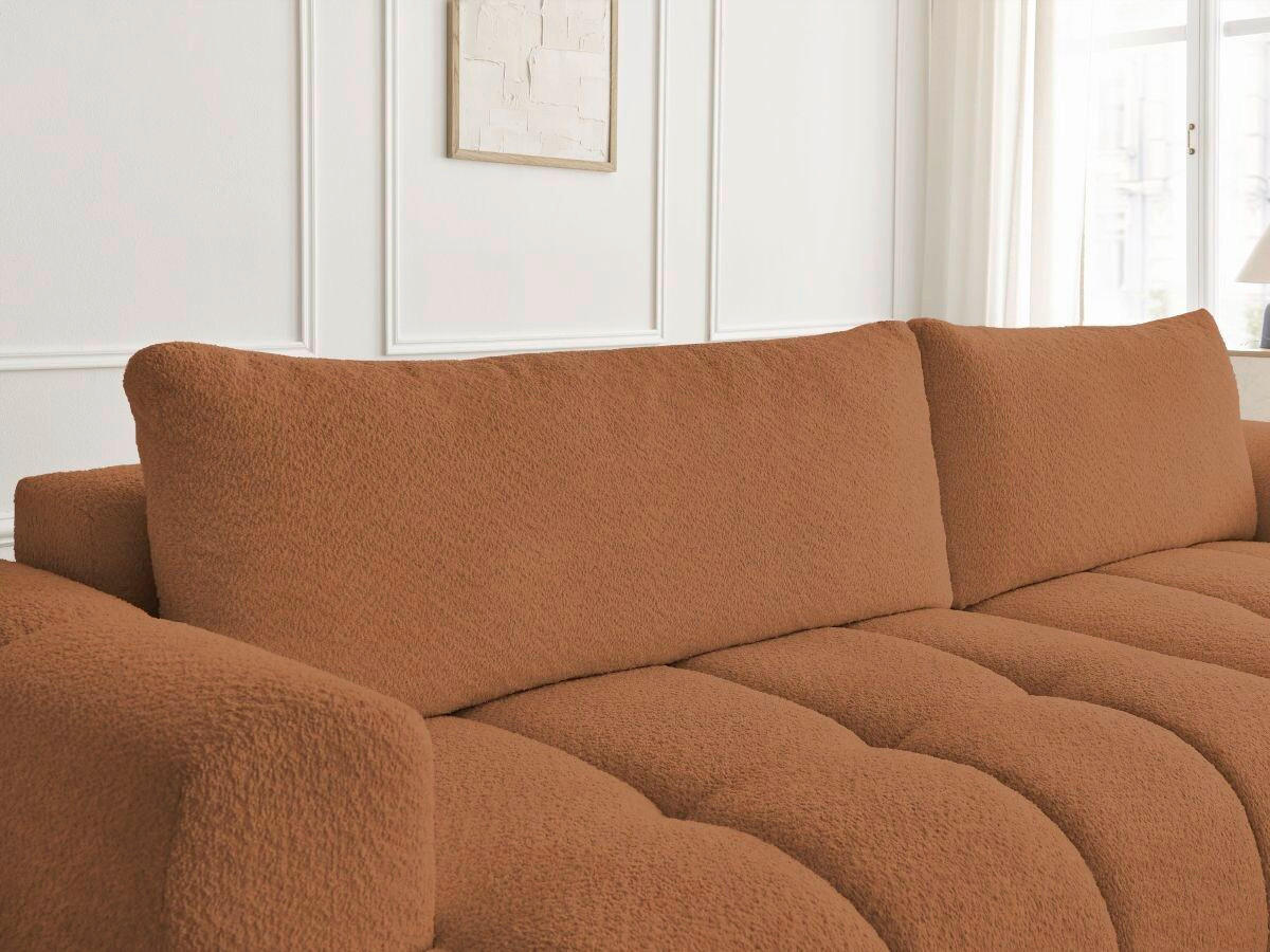 ECKSCHLAFSOFA FUJI Bouclé Orange  inkl.  - Schwarz/Orange, MODERN, Kunststoff/Textil (292/160cm)