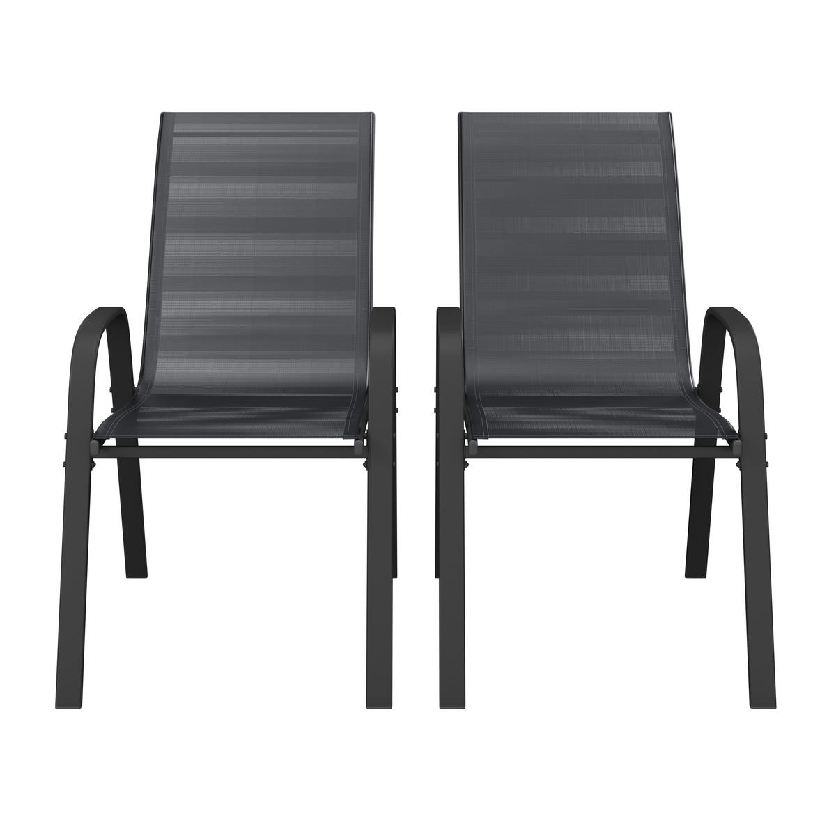 GARTENSESSEL-SET Metall, Textil Schwarz  - Schwarz, Modern, Textil/Metall (54/90/72cm) - Ambia Garden