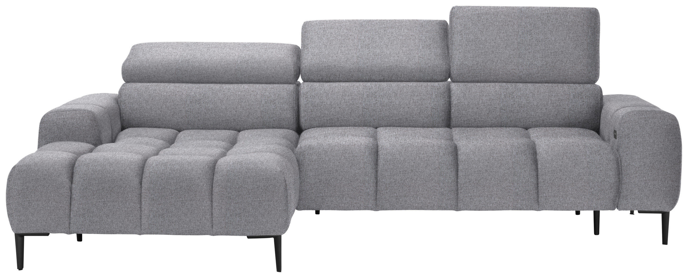 ECKSOFA in Webstoff Grau  177/270 cm  - Schwarz/Grau, Design, Textil/Metall (177/270cm) - Welnova