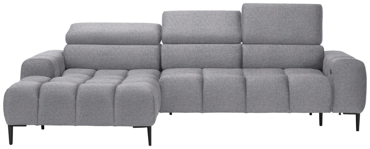 ECKSOFA in Webstoff Grau  177/270 cm  - Schwarz/Grau, Design, Textil/Metall (177/270cm) - Welnova