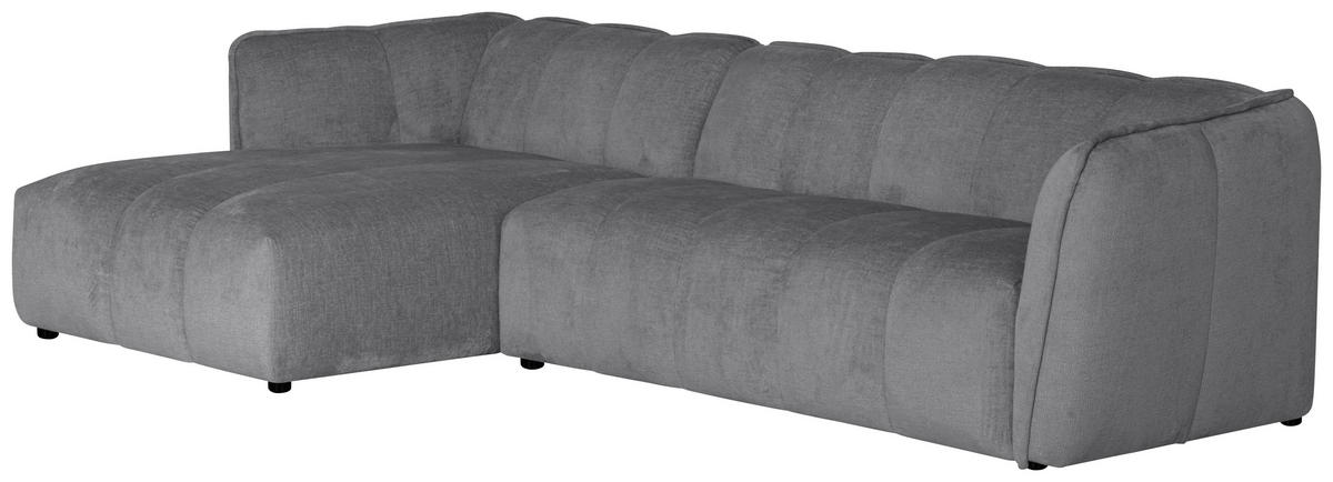 ECKSOFA LIVOLI in Chenille Hellgrau  246/160 cm  - Hellgrau/Schwarz, Design, Textil (246/160cm) - MID.YOU