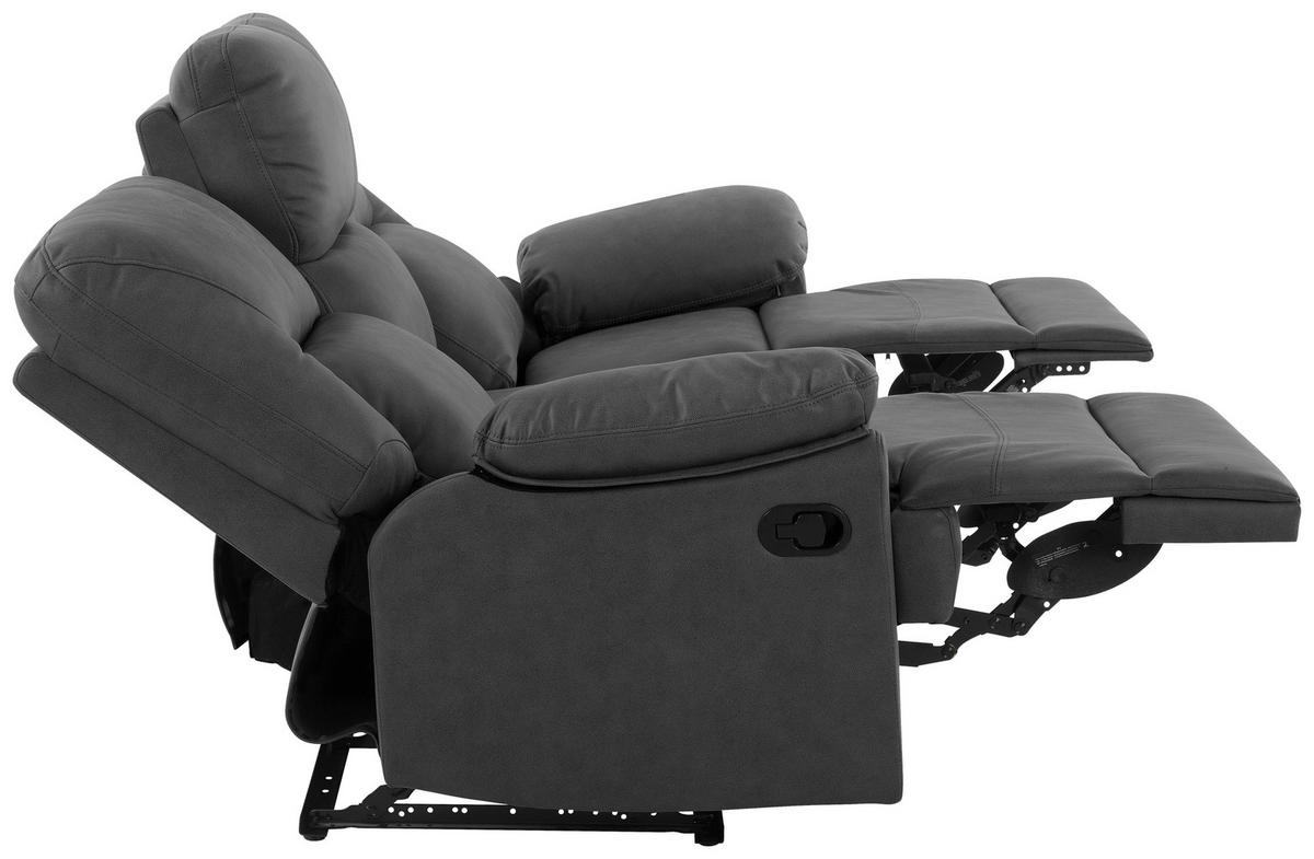 SITZGARNITUR Mikrofaser Grau  - Schwarz/Grau, KONVENTIONELL, Textil/Metall - Livetastic