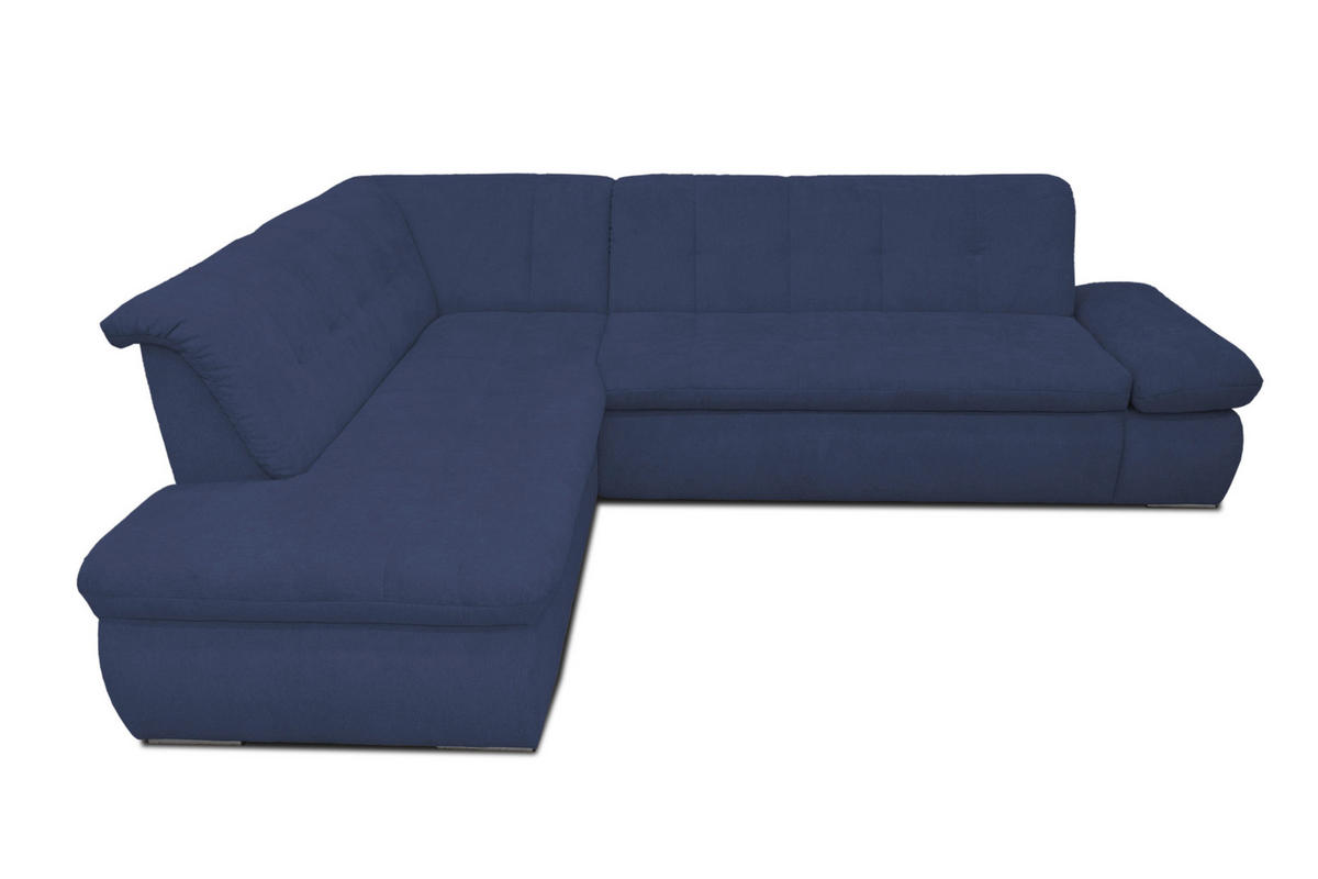 ECKSOFA Dunkelblau Mikrofaser  - Chromfarben/Dunkelblau, KONVENTIONELL, Textil/Metall (216/273cm) - MID.YOU