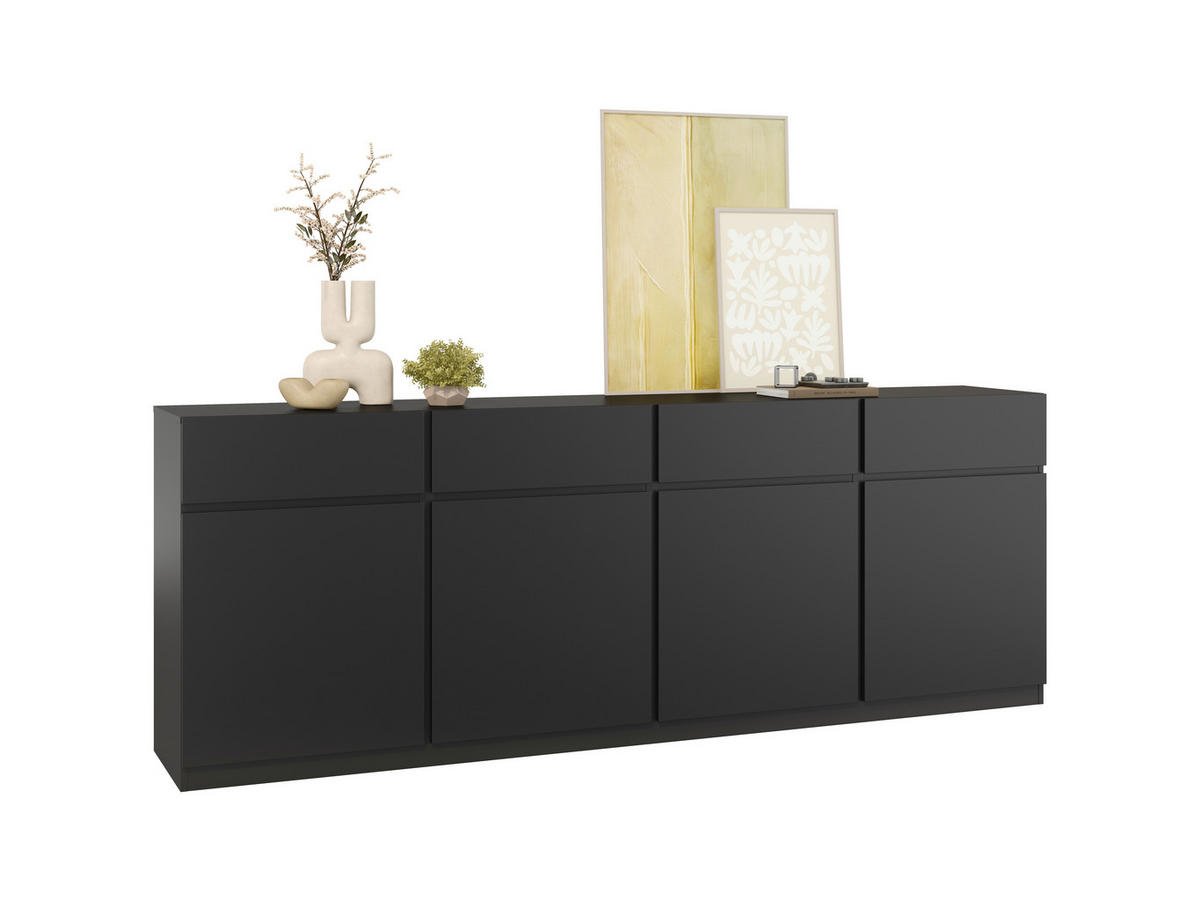SIDEBOARD Bern 224,8/82,4/40 cm 4 Schublade(n)  - Schwarz, Design, Holzwerkstoff (224,8/82,4/40cm) - MID.YOU