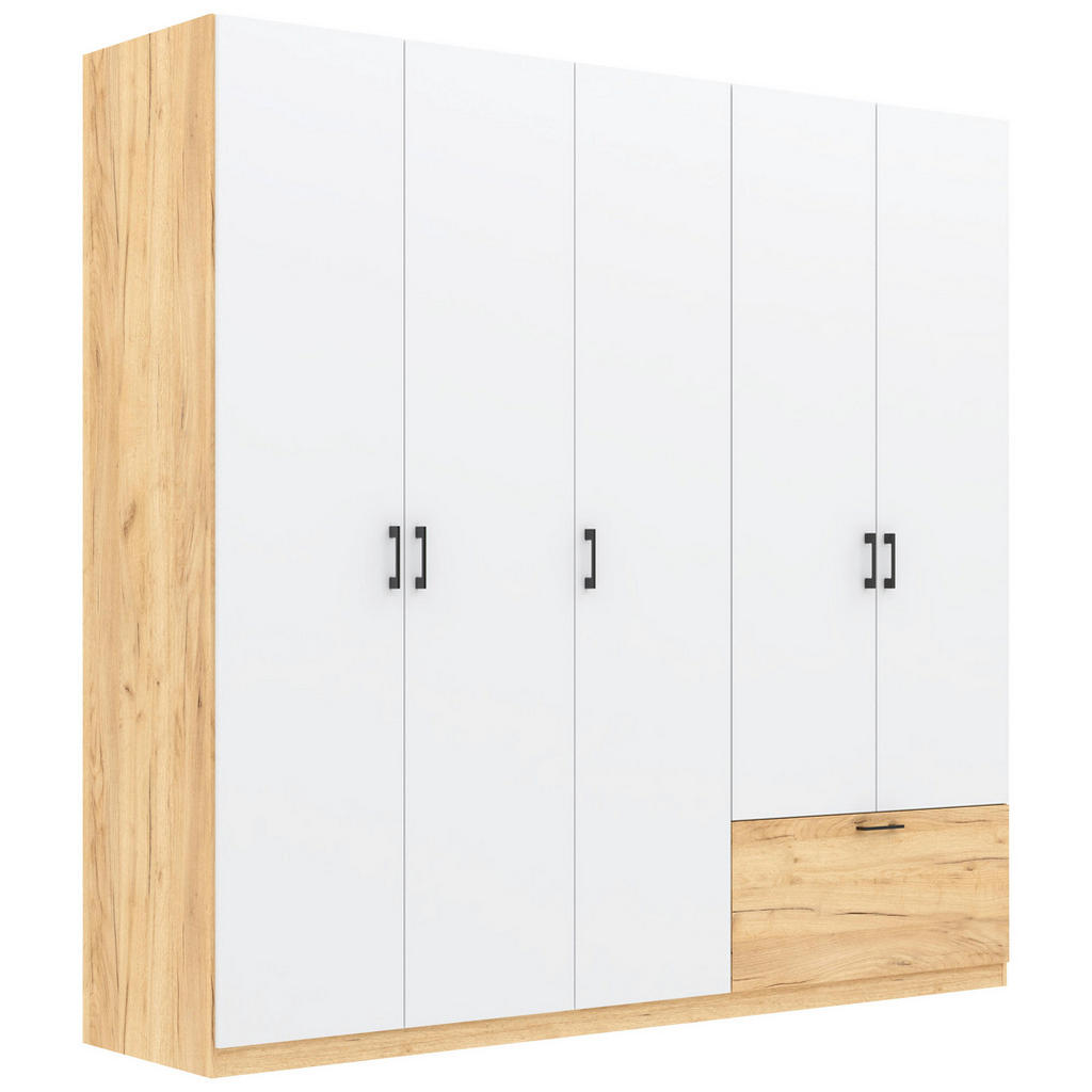 Drehtürenschrank Mit Schublade 225cm Mila Weiß/eiche
