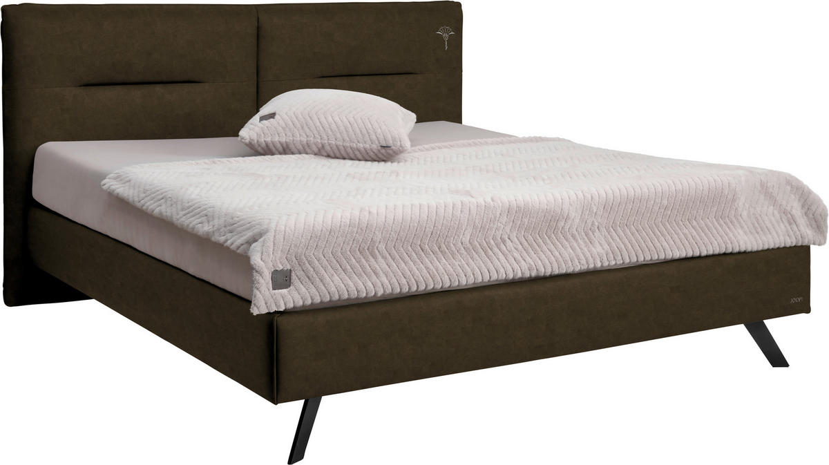 POLSTERBETT Graubraun 180/200 cm  - Graubraun/Schwarz, Design, Textil/Metall (180/200cm) - Joop!