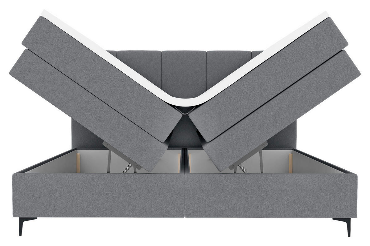 BOXSPRINGBETT 180/200 cm  in Grau  - Schwarz/Grau, KONVENTIONELL, Textil/Metall (180/200cm) - Boxxx