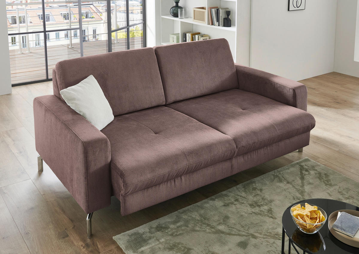 3-SITZER-SOFA Feincord Altrosa  - Chromfarben/Altrosa, Design, Textil/Metall (194/87/105cm) - Beldomo Style