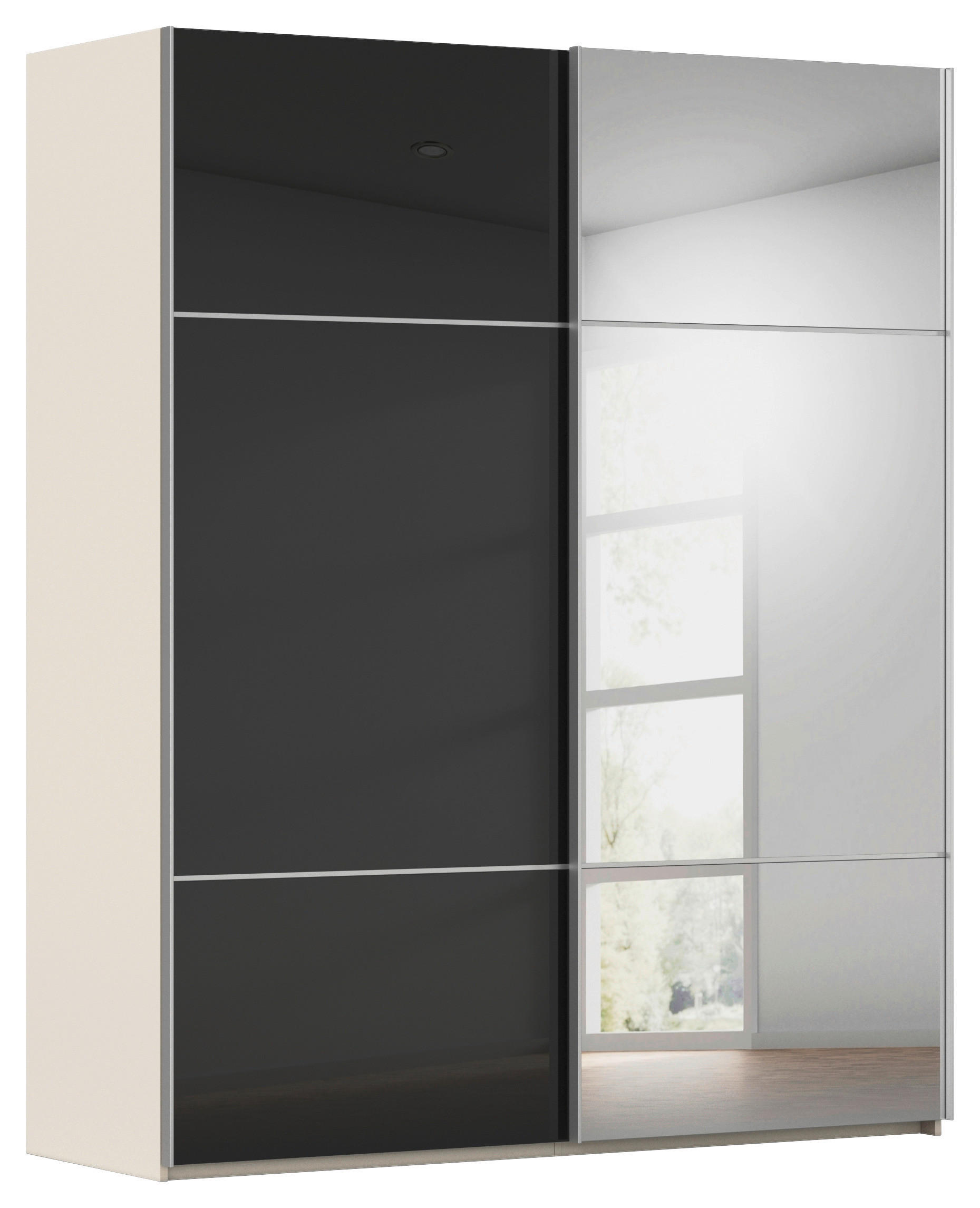 SCHWEBETÜRENSCHRANK Schwarz, Champagner  - Champagner/Alufarben, Konventionell, Glas/Holzwerkstoff (201/223/68cm) - Novel