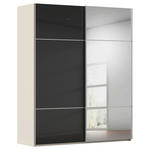 SCHWEBETÜRENSCHRANK  in Schwarz, Champagner  - Champagner/Alufarben, KONVENTIONELL, Glas/Holzwerkstoff (181/223/68cm) - Novel