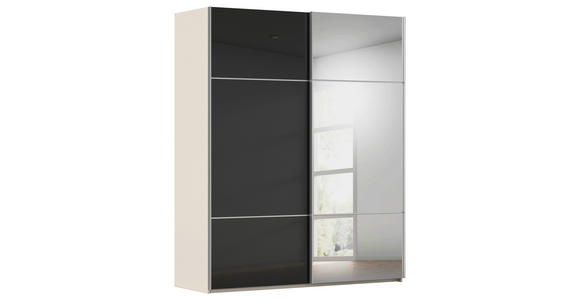 SCHWEBETÜRENSCHRANK  in Schwarz, Champagner  - Champagner/Alufarben, KONVENTIONELL, Glas/Holzwerkstoff (201/223/68cm) - Novel