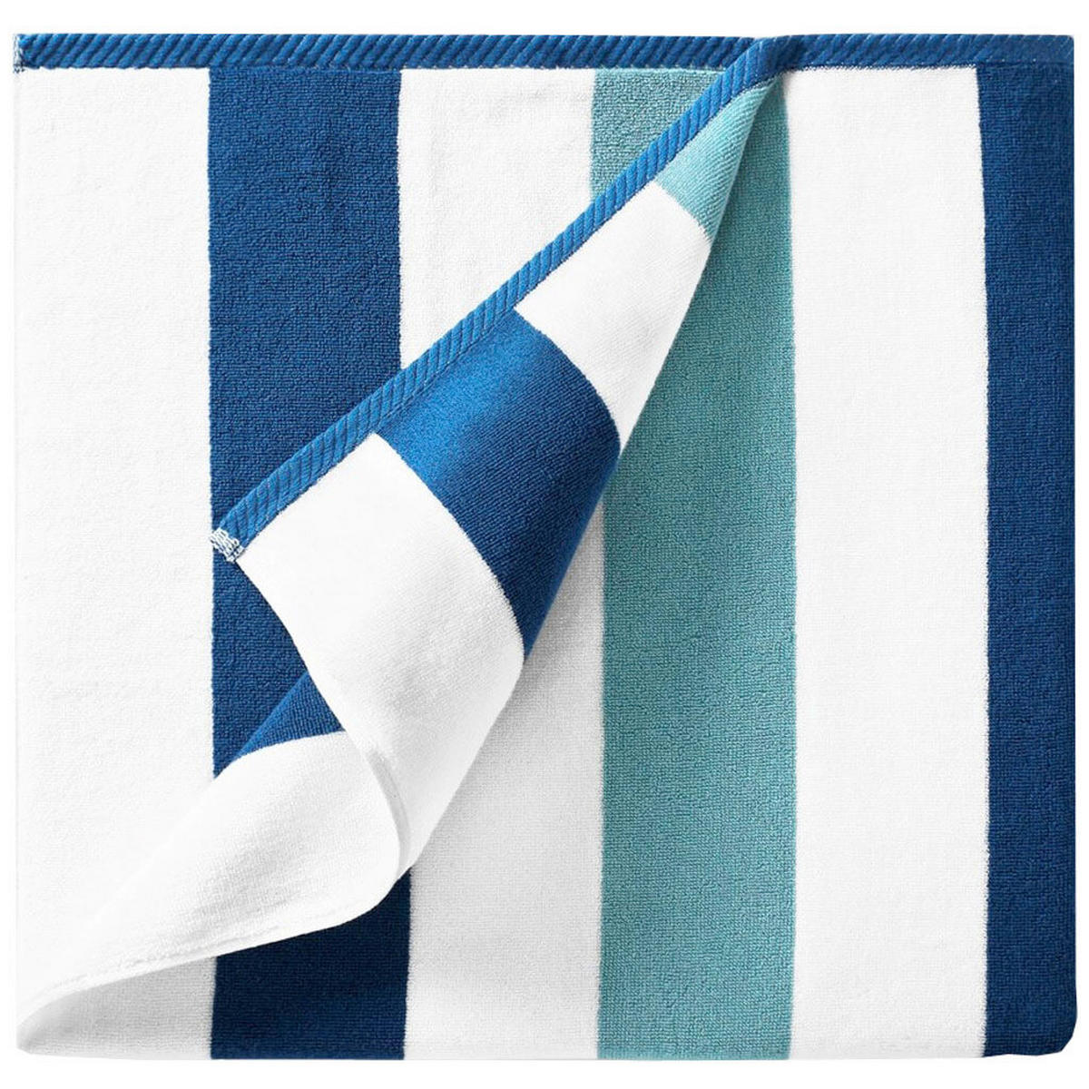 STRANDTUCH Blau, Weiß Hochglanz 90/180 cm  - Blau/Weiß Hochglanz, Basics, Textil (90/180cm)