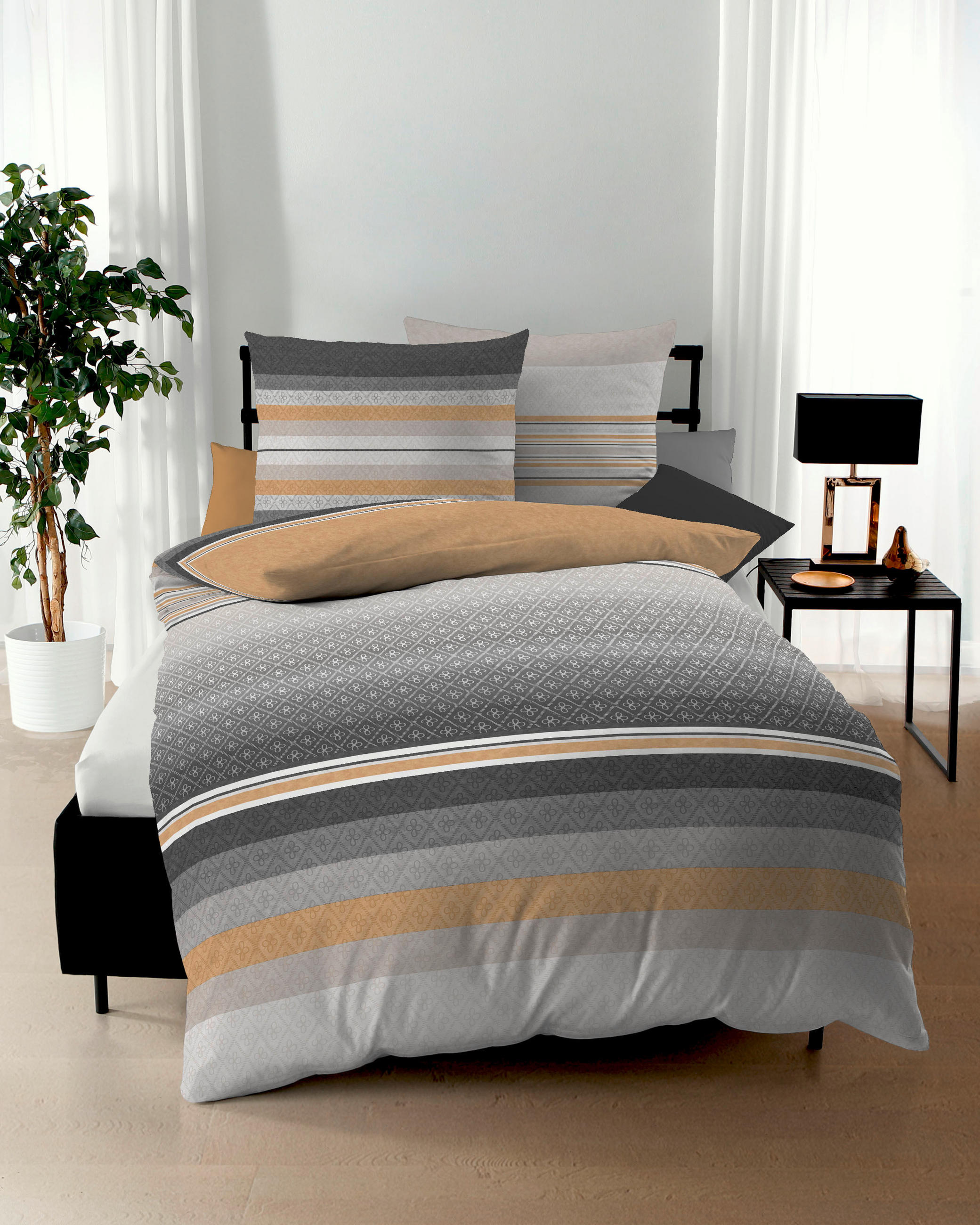 BETTWÄSCHE Jahreskollektion Makosatin 140/200 cm  - Edelstahlfarben, Design, Textil (140/200cm) - Kaeppel