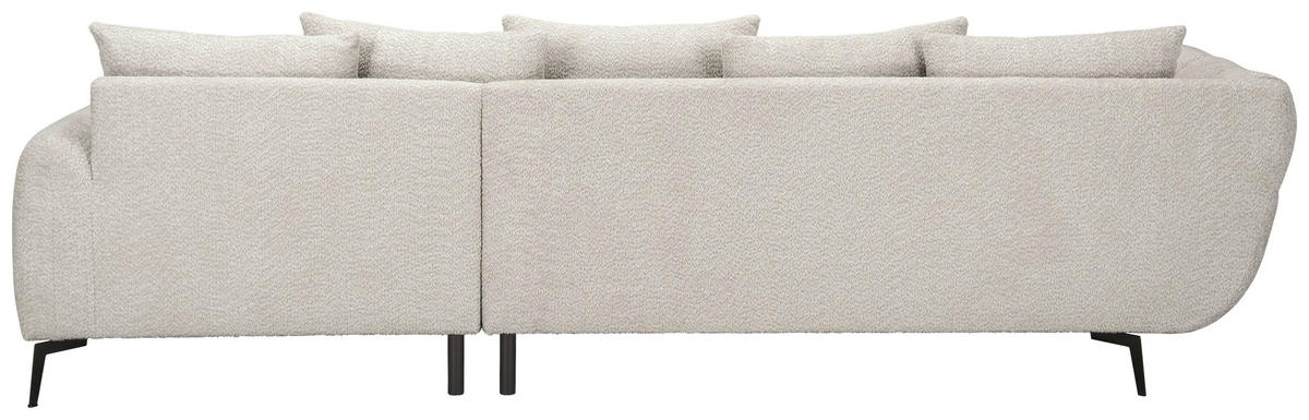 ECKSOFA 318/217 cm  in Bouclé Elfenbein Zierkissen, Rückenkissen, Rücken echt  318/217 cm  - Elfenbein/Schwarz, MODERN, Textil/Metall (318/217cm) - Carryhome