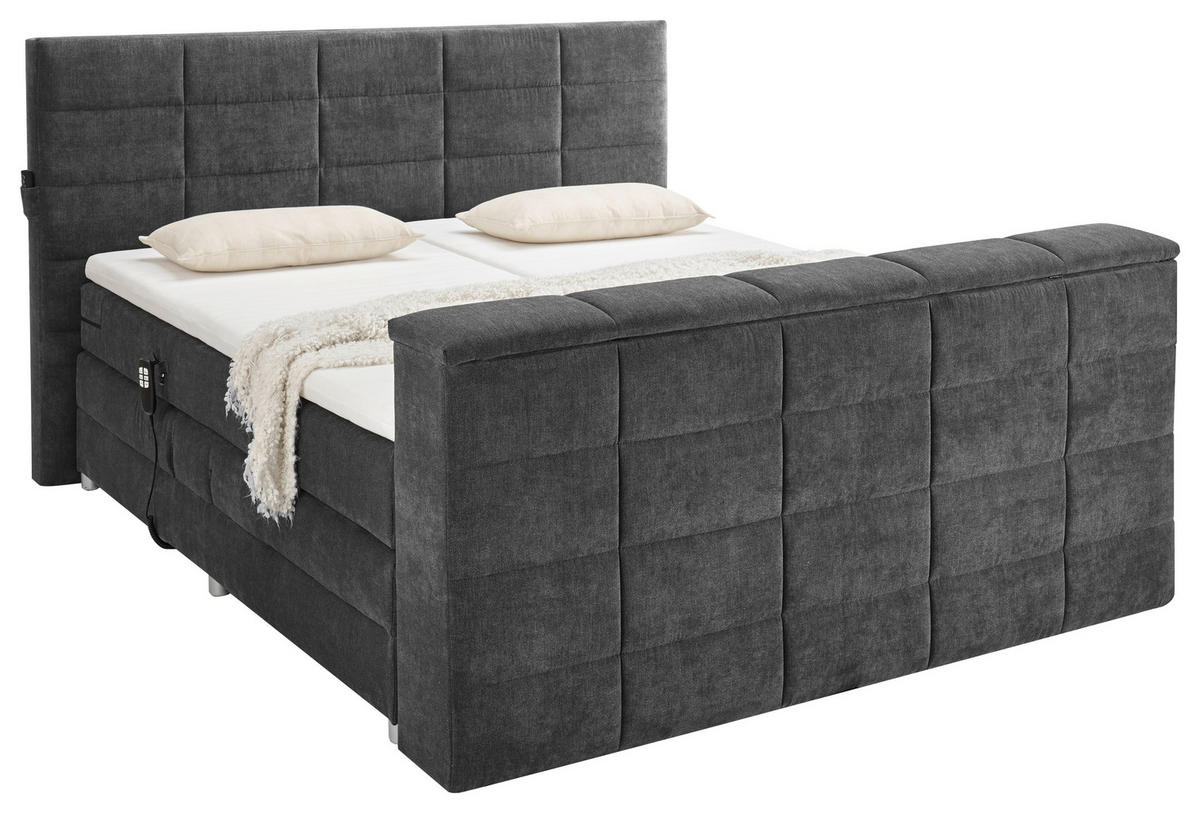 BOXSPRING-ÁGY 180/200 cm  antracit  - antracit, Konventionell, textil (180/200cm) - Carryhome