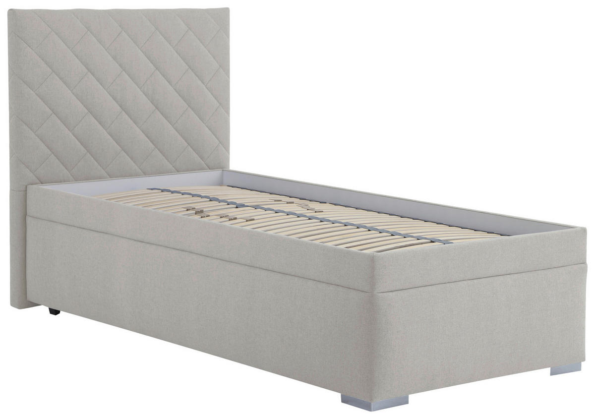 ČALÚNENÁ POSTEĽ, béžová - prírodná farba/chrómová, Konventionell, drevo/textil (90/200cm) - Blanar