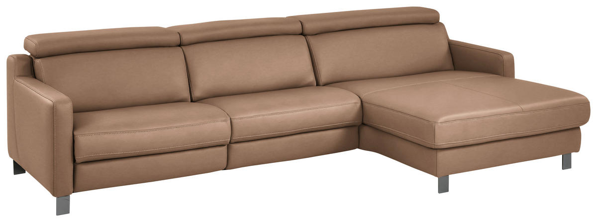 ECKSOFA in Echtleder Braun  - Schwarz/Braun, Design, Leder/Metall (291/176cm) - Valdera