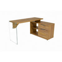 ECKSCHREIBTISCH 141,8/100/74 cm Eichefarben Stauraum, seitenverkehrt montierbar  - Eichefarben/Silberfarben, Design, Glas/Holzwerkstoff (141,8/100/74cm) - MID.YOU