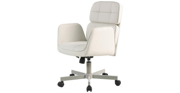 DREHSTUHL  in Lederlook Creme, Hellgrau  - Creme/Hellgrau, Design, Kunststoff/Textil (56,5/84,5-92/59,5cm) - Carryhome