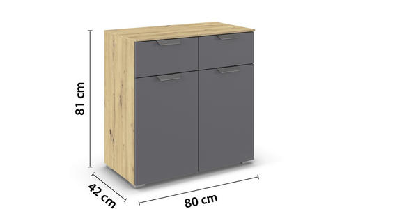 KOMMODE  in 80/81/42 cm  - Chromfarben/Dunkelgrau, Design, Holzwerkstoff/Metall (80/81/42cm) - Carryhome