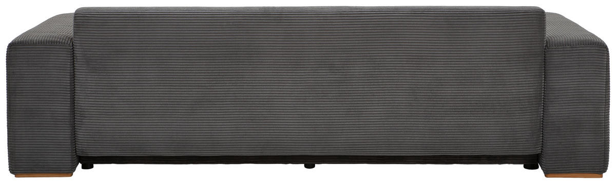 SCHLAFSOFA  mit Liegefunktion Cord Grau  - Buchefarben/Schwarz, KONVENTIONELL, Holz/Kunststoff (255/86/123cm) - Livetastic