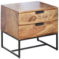 NACHTTISCH 50/51/40 cm  in massiv Sheesham Sheeshamfarben  - Sheeshamfarben/Schwarz, Design, Holz/Metall (50/51/40cm) - MID.YOU