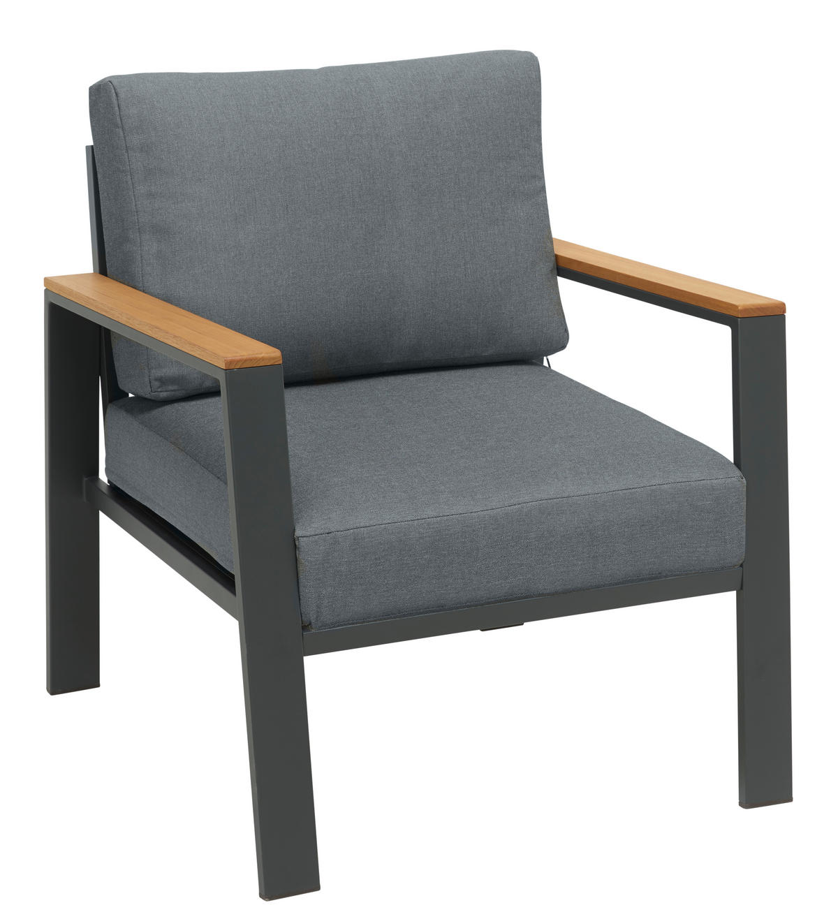 FOTELJA ZA BAŠTU  - siva/prirodna boja, Dizajnerski, drvo/metal (73/74/75cm) - Ambia Garden