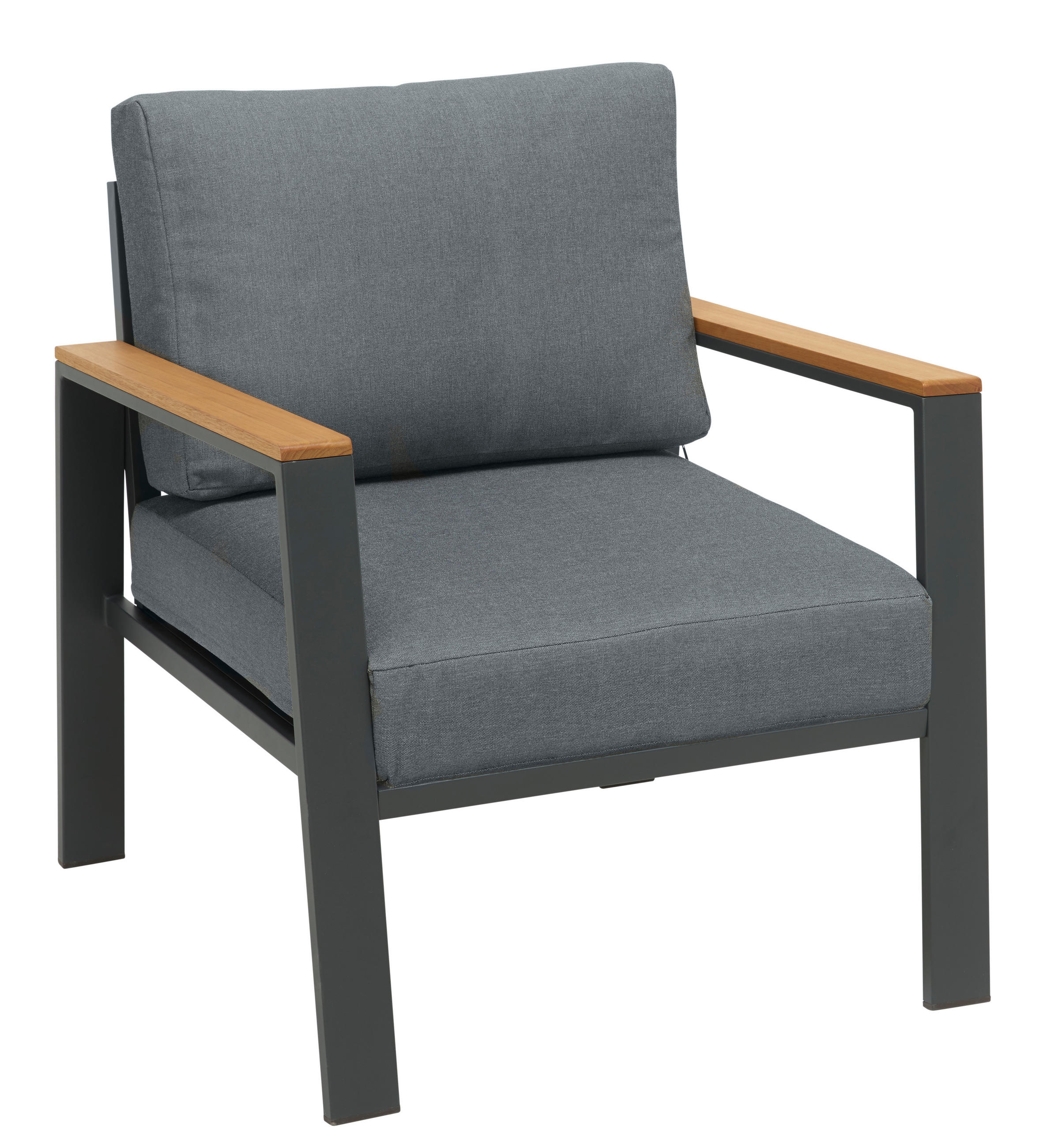 Fotoliu Pentru Lounge in lemn, metal, textil gri, culoare natur, antracit