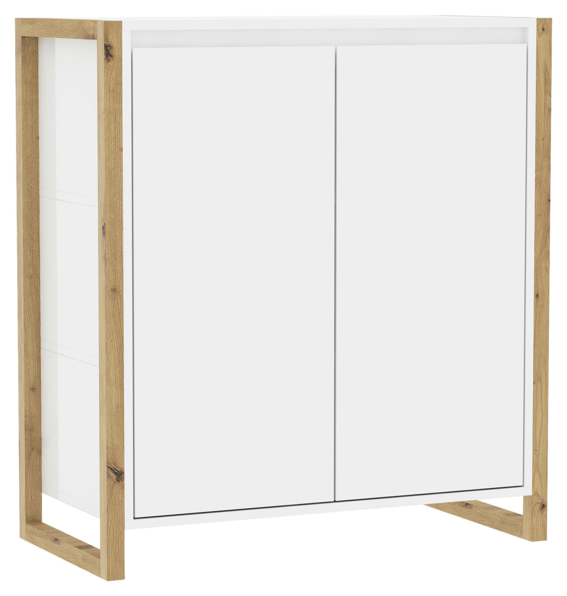 MID.YOU KOMODA, bílá, dub artisan, 80/88/40 cm