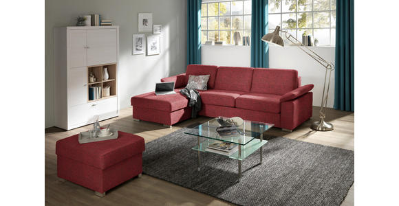 ECKSOFA in Flachgewebe Rot  - Chromfarben/Rot, KONVENTIONELL, Textil/Metall (176/285cm) - Novel