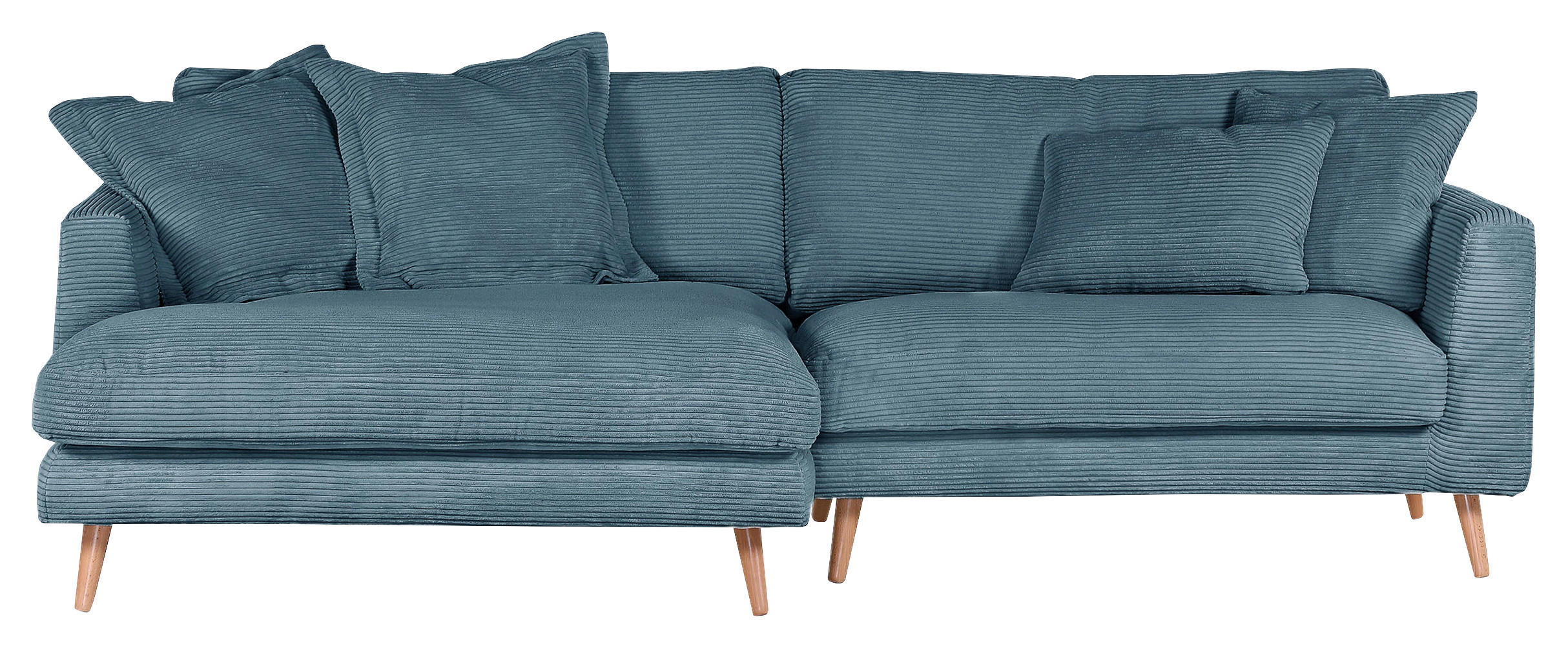 ECKSOFA in Cord Petrol  140/270 cm  - Petrol/Naturfarben, ROMANTIK / LANDHAUS, Holz/Textil (140/270cm) - Landscape