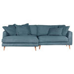 ECKSOFA in Cord Petrol  140/270 cm  - Petrol/Naturfarben, ROMANTIK / LANDHAUS, Holz/Textil (140/270cm) - Landscape