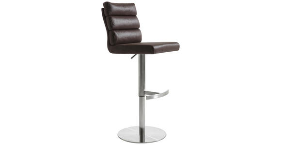 BARHOCKER in Metall, Textil Edelstahlfarben, Dunkelbraun - Edelstahlfarben/Dunkelbraun, Design, Textil/Metall (42/117/58,50cm) - Cantus