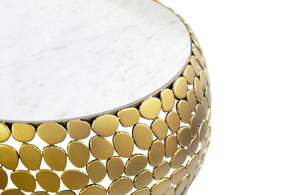 KONFERENČNÍ STOLEK, barvy zlata, kov, 66/32/66 cm - barvy zlata, Design, kov/kámen (66/32/66cm) - Livetastic