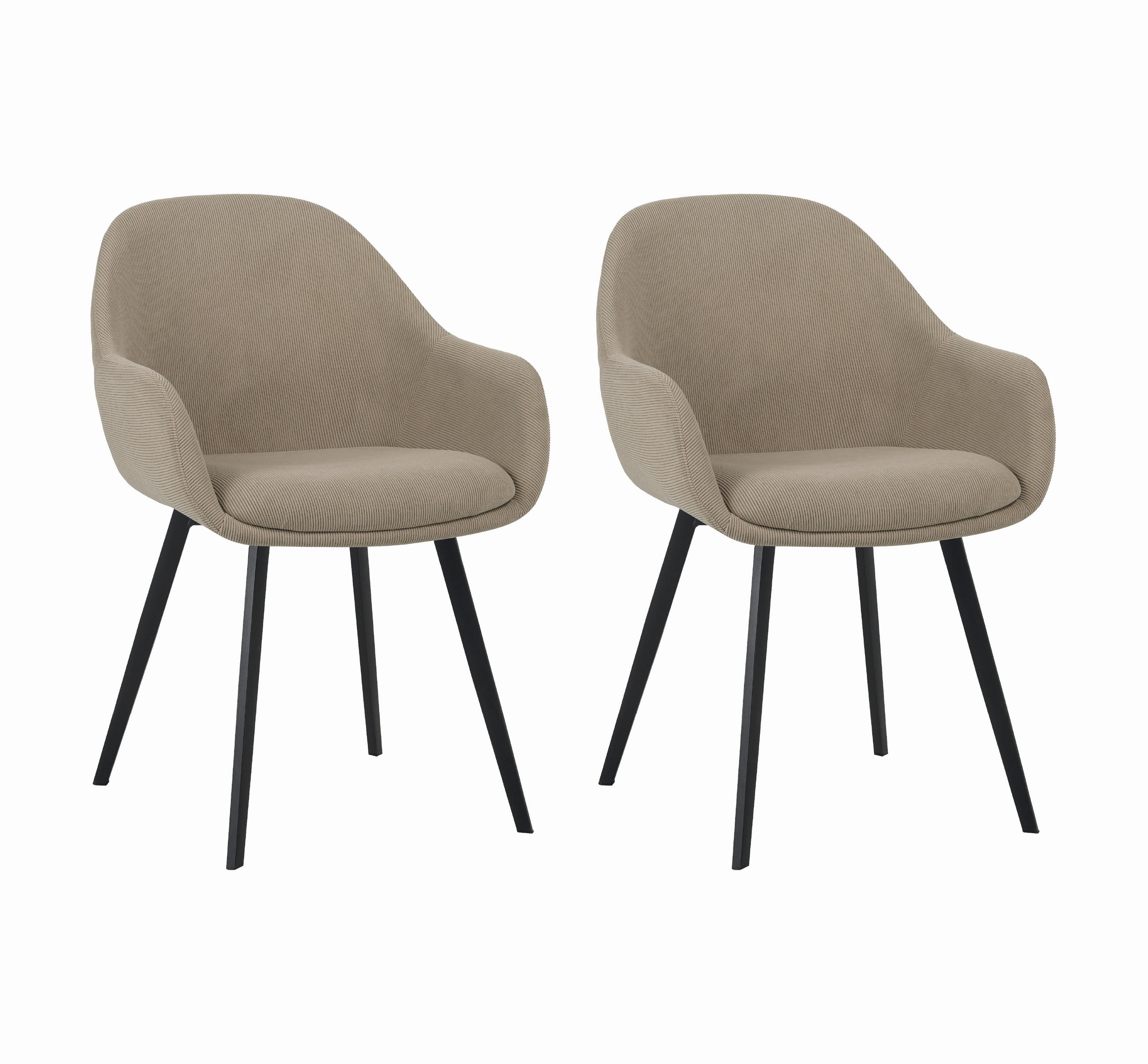 STUHL-SET 2 Stück  in Stahl Cord Metall, Textil  - Taupe/Schwarz, MODERN, Textil/Metall (57/84/61cm) - Livetastic