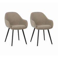 STUHL-SET 2 Stück  in Stahl Cord Metall, Textil  - Taupe/Schwarz, MODERN, Textil/Metall (57/84/61cm) - Livetastic