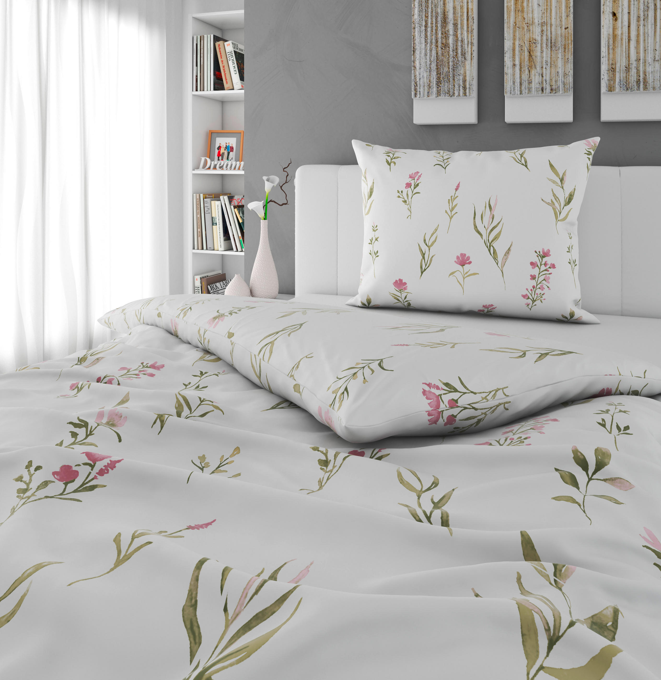 BETTWÄSCHE Mavie Satin 140/200 cm  - Rosa/Weiß, KONVENTIONELL, Textil (140/200cm) - Novel