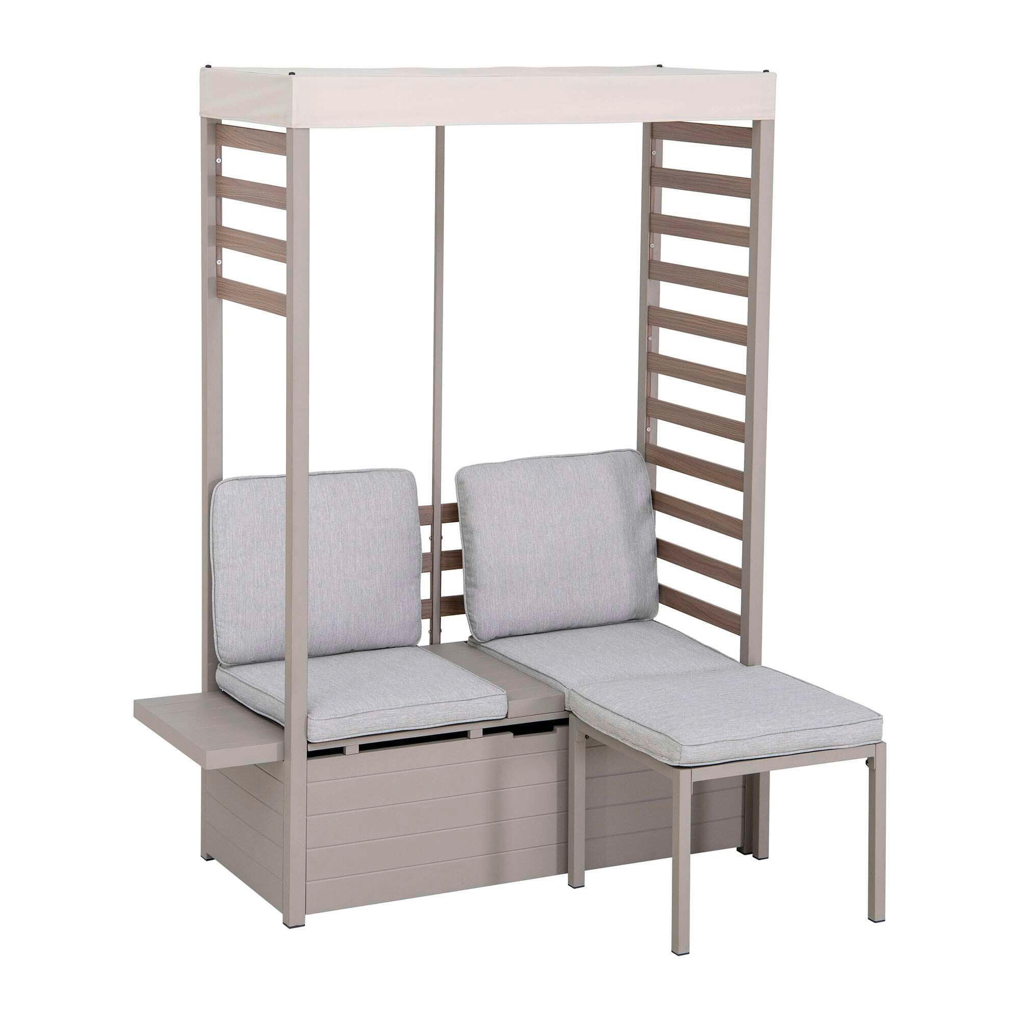 LOUNGEGARNITUR   146/191/56,5 cm Stahl  - Beige/Grau, Basics, Textil/Metall (146/191/56,5cm) - Modante