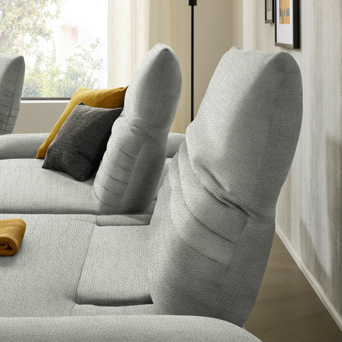 ECKSOFA in Chenille Hellgrau  - Hellgrau/Schwarz, Design, Textil/Metall (280/170-195cm) - Dieter Knoll