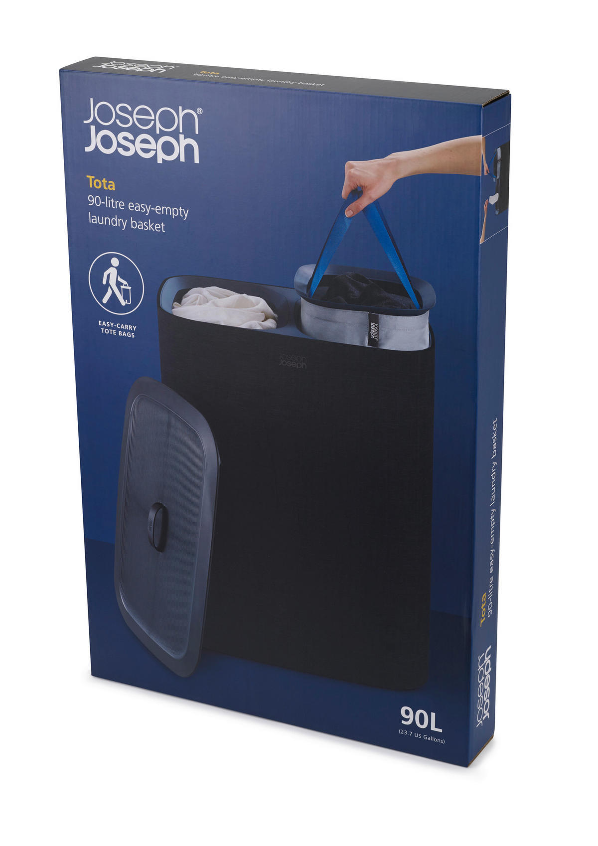 KOŠ ZA PERILO - črna, Basics, umetna masa/tekstil (56/71/39,5cm) - Joseph Joseph