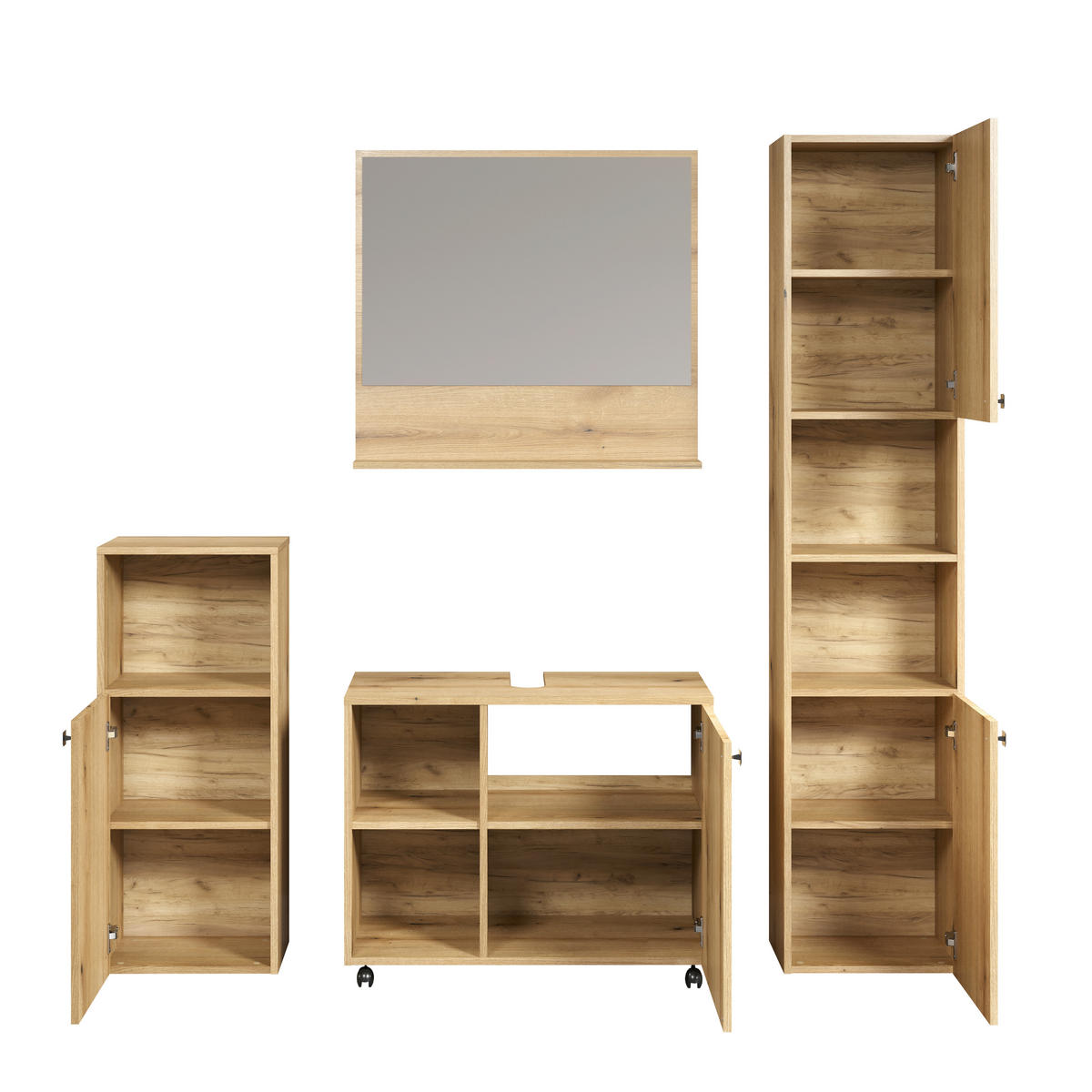 BADEZIMMER 4-teilig  in  - Eichefarben/Schwarz, Trend, Holzwerkstoff/Kunststoff (180/186/42cm) - MID.YOU