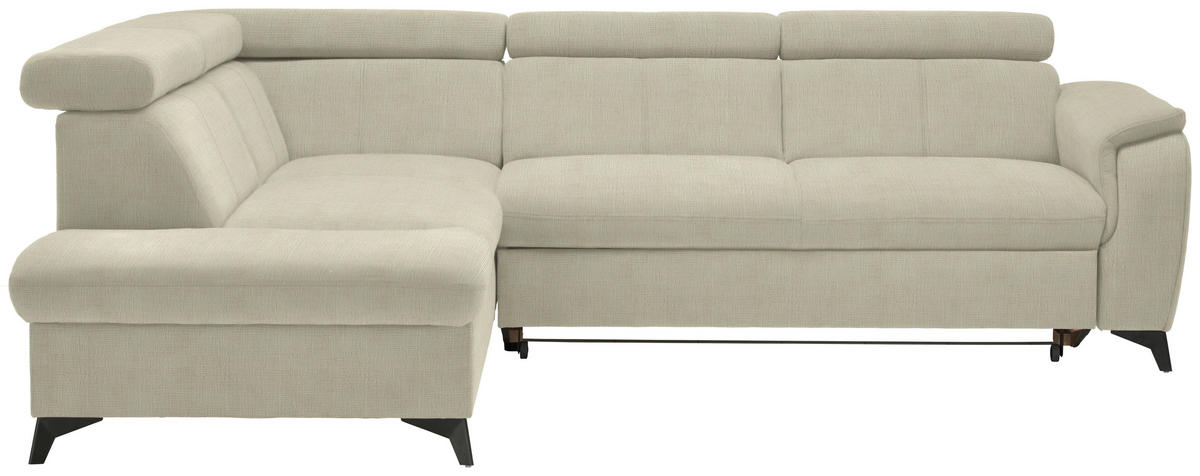ECKSOFA in Flachgewebe Creme  - Creme/Schwarz, Design, Textil/Metall (203/260cm) - Stylife